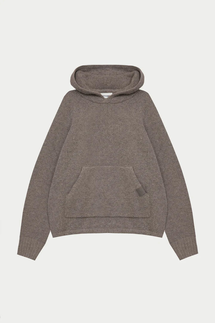 FLUFFY EMBLEM ZIP THROUGH KNITTED HOODIE