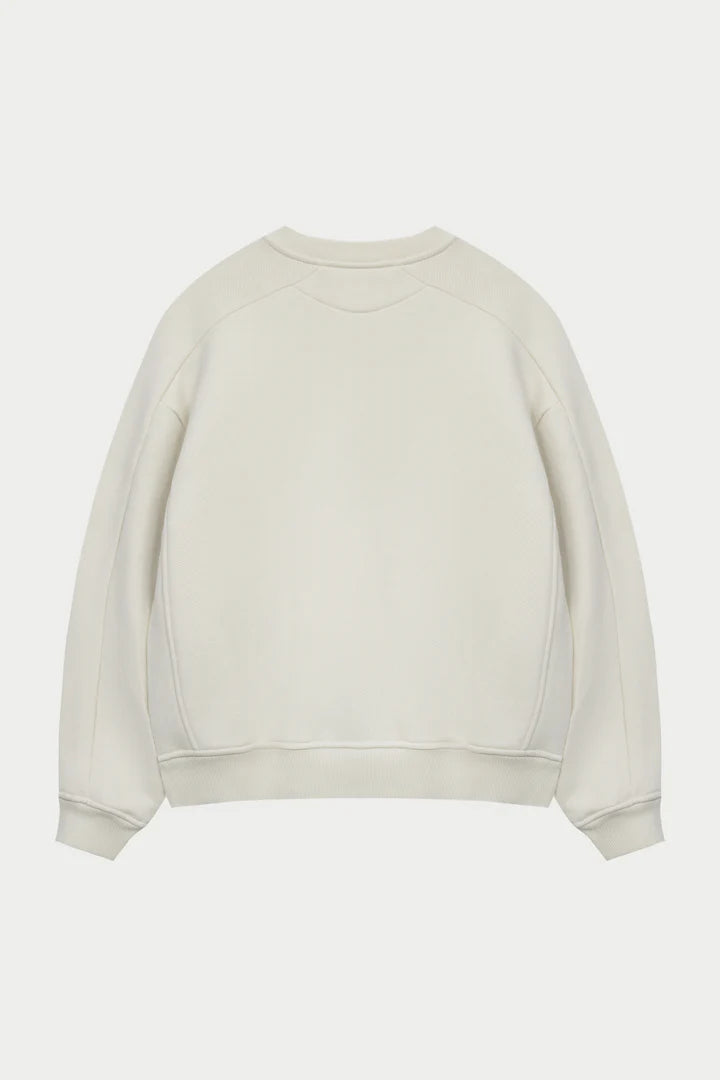 FLUFFY KNIT EMBLEM EMBROIDERED CREW