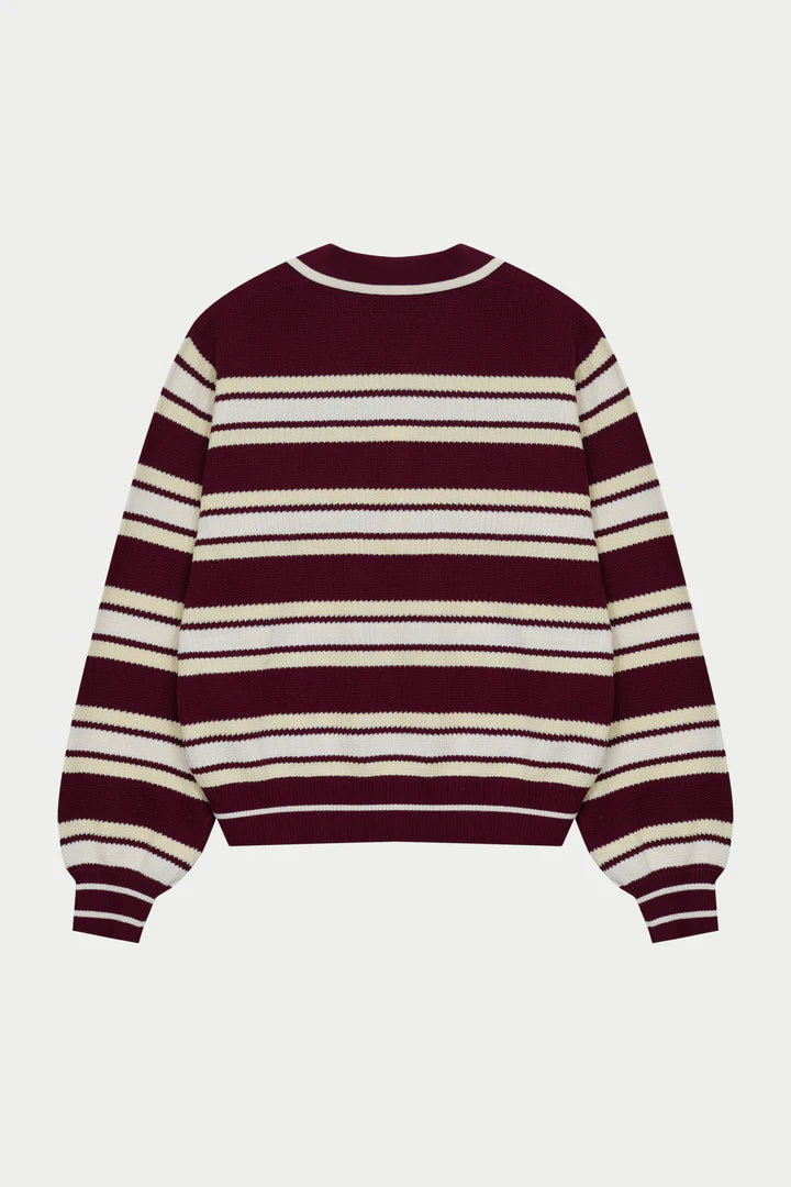 STRIPE KNITTED POLO SWEATSHIRT
